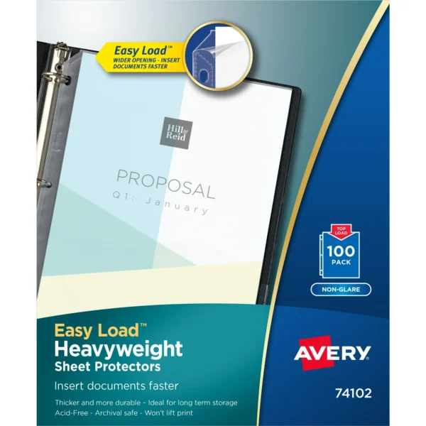 Avery Clear Heavyweight Sheet Protectors, Non-Glare, 100ct (74102)