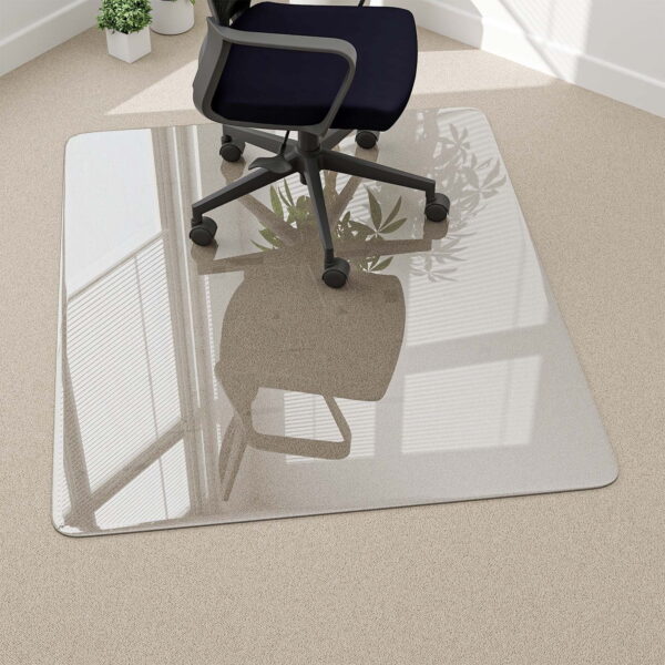 BEAUTYPEAK 46" x 55" Tempered Glass Office Chair Mat for Carpet or Hard Floor Protection