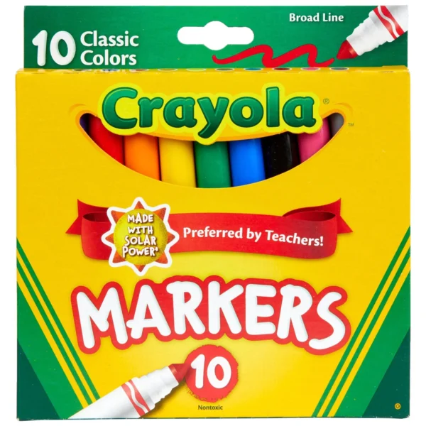 Crayola Broad Line Markers, 10 Ct Classic Colors, School Supplies for Teachers and Kids, Classroom Supplies - Image 2