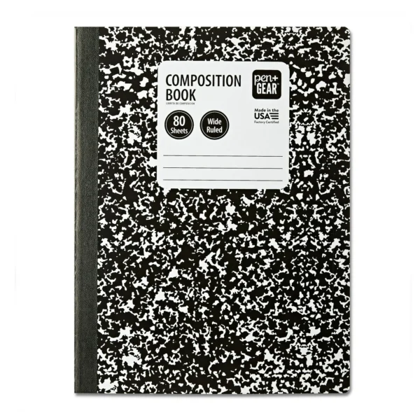 Pen+Gear 80 ct Marble Composition Book, 9.75 x 7.5 Wide Ruled