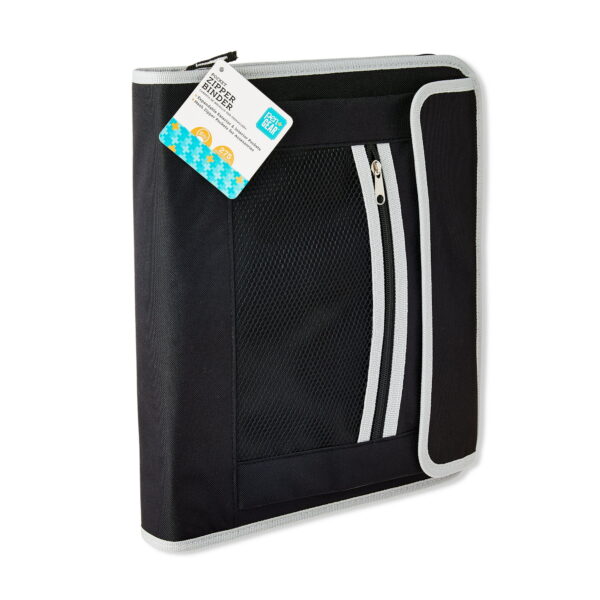 Pen+Gear Pocket Zipper Binder, 1.5”, Round Ring, 11.75” x 2” x 14” , Black