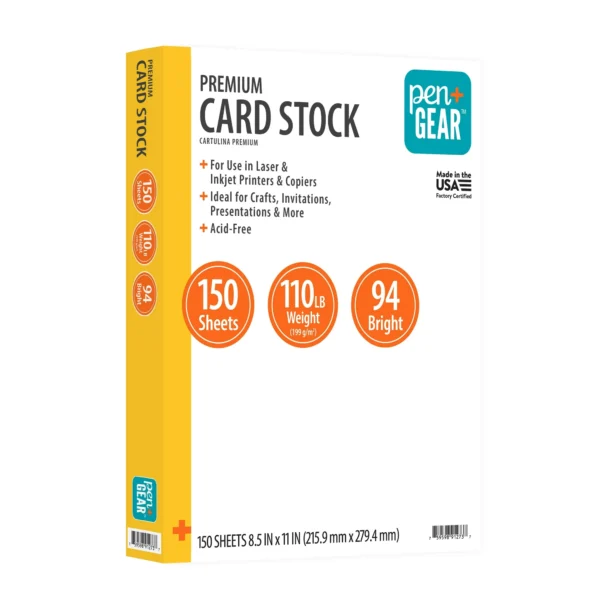 Pen+Gear Premium White Index Card Stock, 8.5" x 11", 199 GSM, 150 Sheets